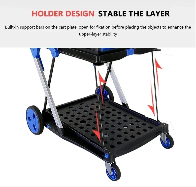 Plastic Foldable Hand Truck, Aluminum Portable Folding Cart Trolley, Hand Cart for Home Office Travel Supermarket Factory Use