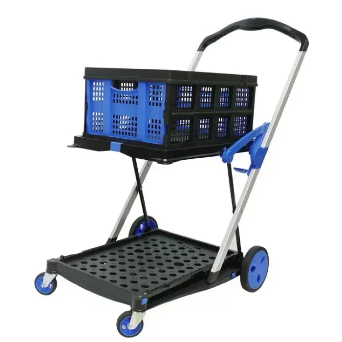 Plastic Foldable Hand Truck, Aluminum Portable Folding Cart Trolley, Hand Cart for Home Office Travel Supermarket Factory Use