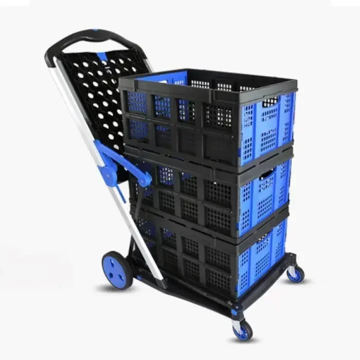 Plastic Foldable Hand Truck, Aluminum Portable Folding Cart Trolley, Hand Cart for Home Office Travel Supermarket Factory Use