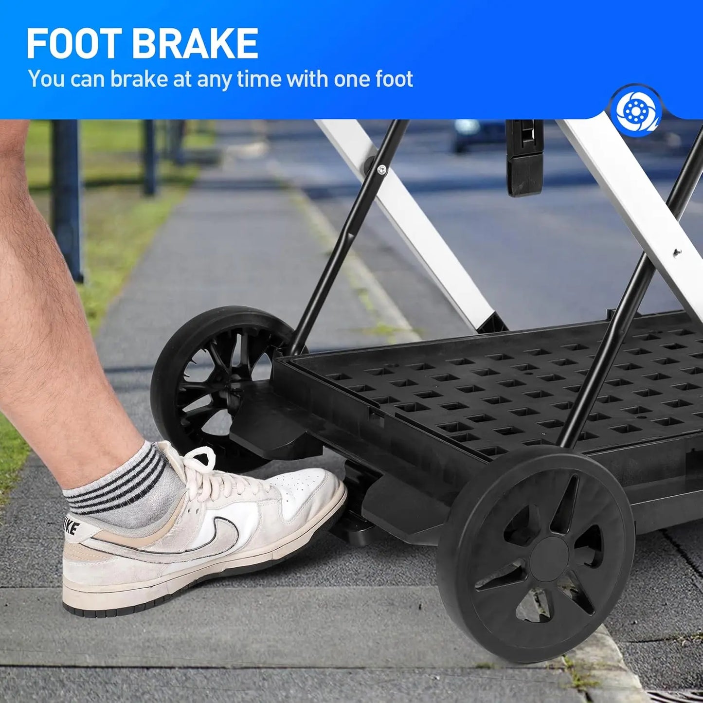 Functional New Double Decker Foldable Cart Grocery Trolley Folding Shopping Cart Two Tier Collapsible Cart with two Crate.