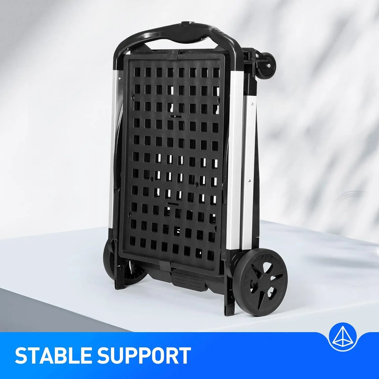 Functional New Double Decker Foldable Cart Grocery Trolley Folding Shopping Cart Two Tier Collapsible Cart with two Crate.